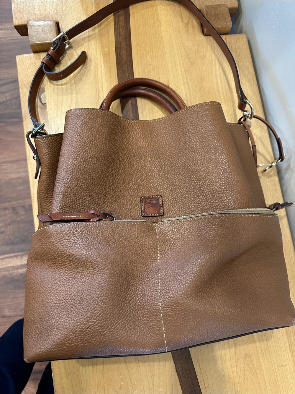 Dooney & Bourke Tan Pebble Leather Convertible Tote